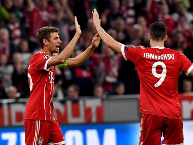 Kapitän Thomas Müller schoss die Bayern in der 17. Minute mit 1:0 in Führung. Foto: Peter Kneffel/dpa