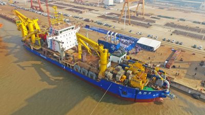 China stellt riesiges Baggerschiff für Inselbau vor