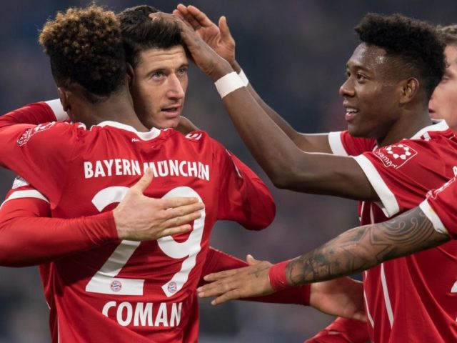 Kingsley Coman erzielte in der 63. Minute das 3:2 für den FC Bayern. Foto: Sven Hoppe/dpa