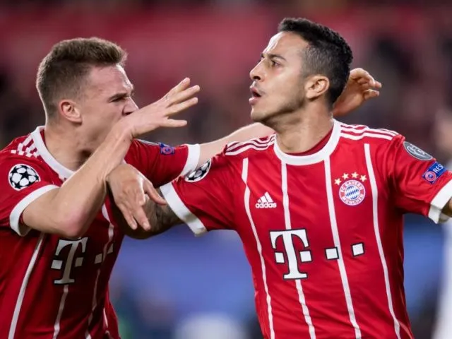 Thiago war mit seinem Treffer zum 2:1 der Matchwinner für den FC Bayern. Foto: Sven Hoppe/dpa