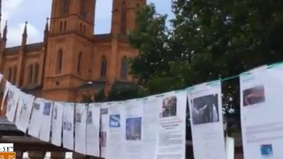 Wiesbaden: „Hand in Hand“ und die „Leine des Grauens“ – Kunstprojekt macht das Unfassbare sichtbar – Linke Gegendemo grölt