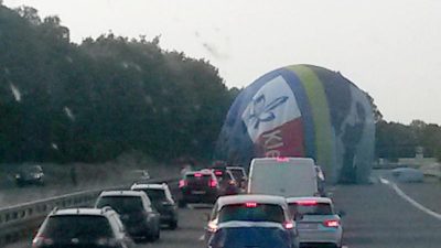 Notlandung auf der A61: Heißluftballon hat Vorfahrt