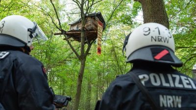 Polizei räumt Barrikaden im Hambacher Forst – Vermummte bewerfen Polizeiwagen mit Steinen