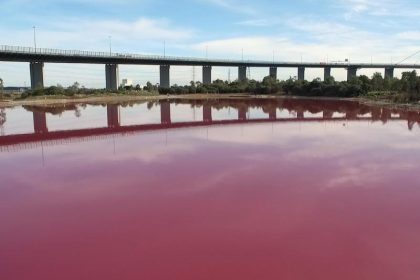 Ein See in knalligem Pink