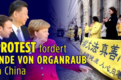 Macron und Merkel treffen Xi Jinping in Frankreich – Protest fordert Ende von Organraub in China