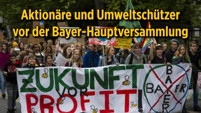 Wegen Glyphosat: Aufgebrachte Aktionäre und Umweltschützer vor der Bayer-Hauptversammlung