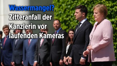Wassermangel? Merkel hat einen Zitteranfall vor laufenden Kameras während des Selenskyj-Empfangs
