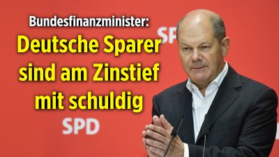 Bundesfinanzminister: „Da gibt es richtig Orte wo man Geld hin stecken kann“ – Niedrigzins wegen zu vielen Sparern