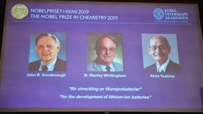 Chemie-Nobelpreis geht an drei Lithium-Ionen-Batterieforscher
