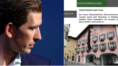 Kitzbühel hisst nach Morden schwarze Flagge – Sebastian Kurz fassungslos über „so viel Hass“
