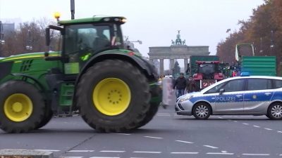 Hunderte Landwirte fahren mit Traktoren in Berlin zu Protesten ein