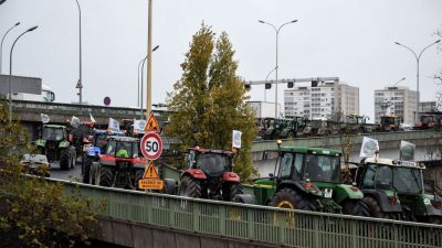 Bauern blockieren Paris mit mehr als 1000 Traktoren – Heuhaufen vor Nobelrestaurant abgeladen