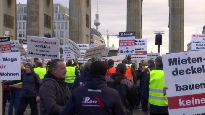 Berliner Bauwirtschaft demonstriert gegen Mietendeckel