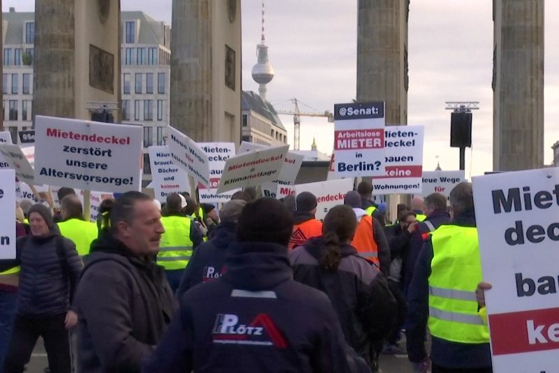 Berliner Bauwirtschaft demonstriert gegen Mietendeckel