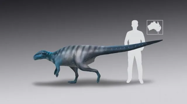 Rekonstruktion des Dinosaurier, der die Abdrücke hinterließ.