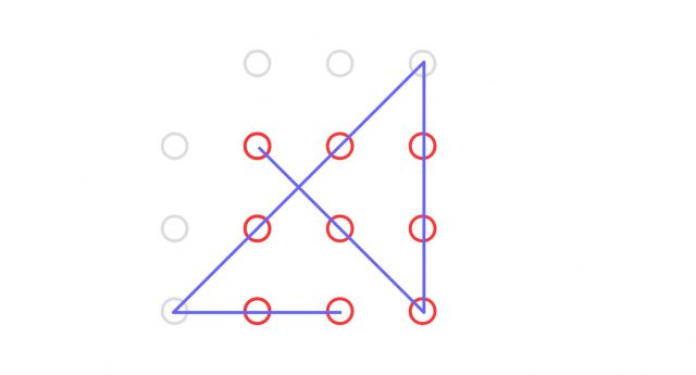 Vier Gerade Linien, die über den "Tellerrand" hinausschauen, verbinden alle Punkte.
