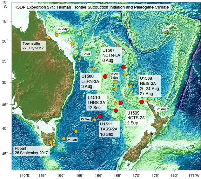 Kürzlich durchgeführte Meeresbodenbohrungen haben ergeben, dass der &quot;verborgene Kontinent&quot; Zealandia vermutlich an der Bildung des Pazifischen Feuerrings beteiligt war.