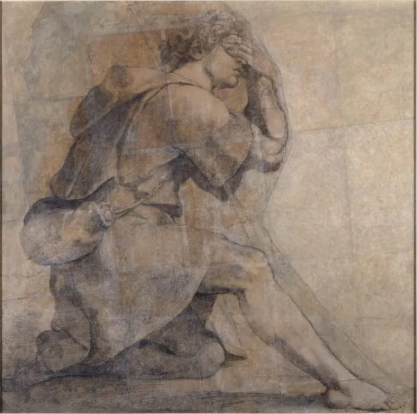 Moses kniet vor dem brennenden Busch, um 1514, von Raphael.