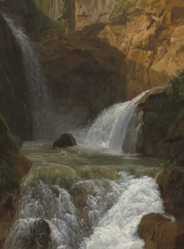 Naturgetreu gezeichnet „Blick auf die Wasserfälle von Tivoli&quot;, 1788, von Jean-Joseph-Xavier Bidauld.