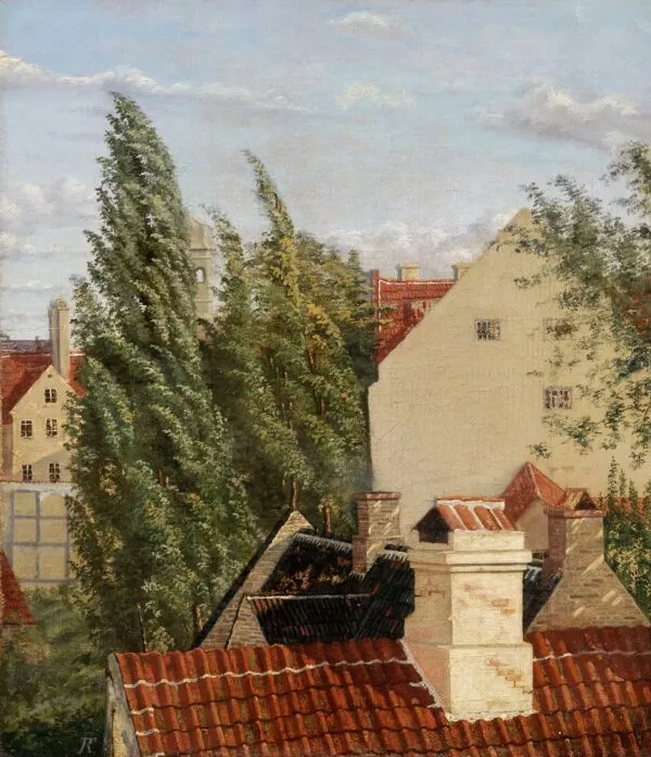 Naturgetreu gezeichnet „Dächer&quot; von Frederik Niels Martin Rohde.
