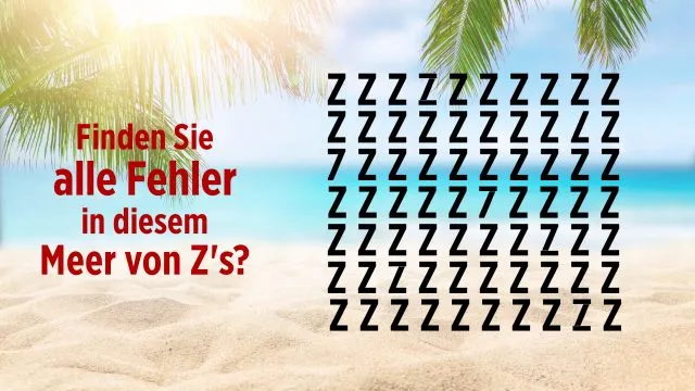 Rätsel-Suchbild Sieben in Meer von Z's