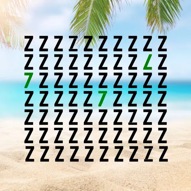 Rätsel-Suchbild Sieben in Meer von z