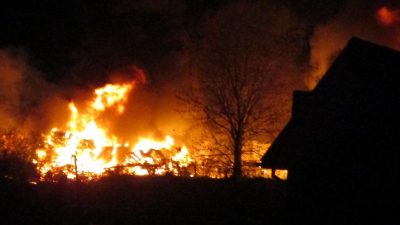 Feuerwehrgroßeinsatz in Hamburg – Bootslager bei Moorfleet brennt lichterloh