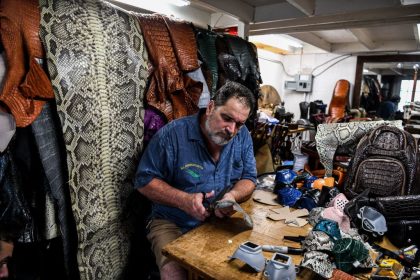 Masken aus Python-Haut: Wie ein Kunsthandwerker aus der Plage einen Nutzen macht