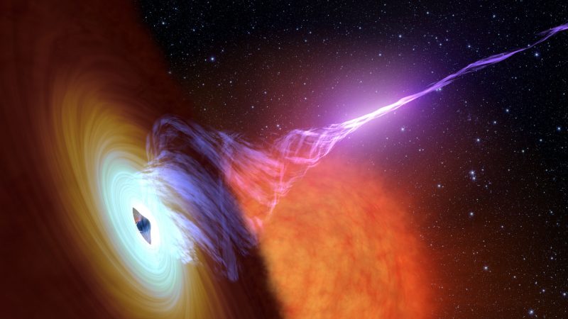 Plasmajets Schwarzer Löcher wirken vermutlich über Tausende Lichtjahre als Teilchenbeschleuniger.
