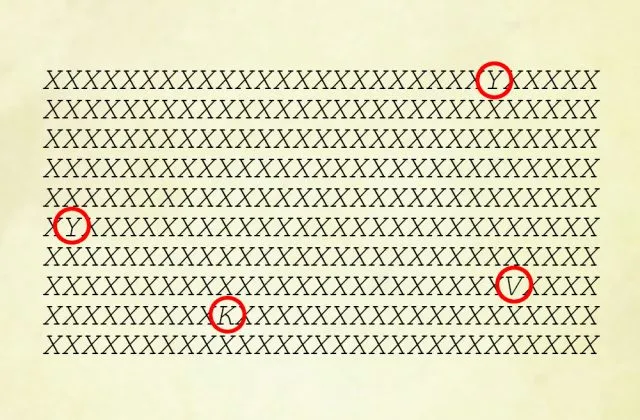 Buchstaben im Meer von X