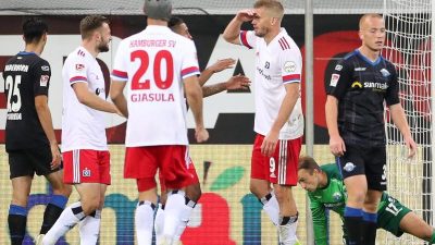 Sieg in Paderborn: HSV dank Terodde an Zweitliga-Spitze