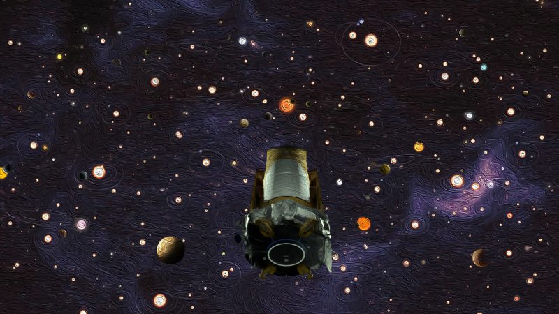 Das Ölgemälde zu Ehren des Kepler-Weltraumteleskops zeigt unseren Nachthimmel voller verborgener Planeten. Auf mindestens 300 Millionen könnten potenziell bewohnbar sein