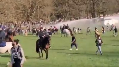 Tausende junge Menschen feierten in Brüsseler Park: Polizei ging mit Wasserwerfern und Reiterstaffel gegen die Menge vor