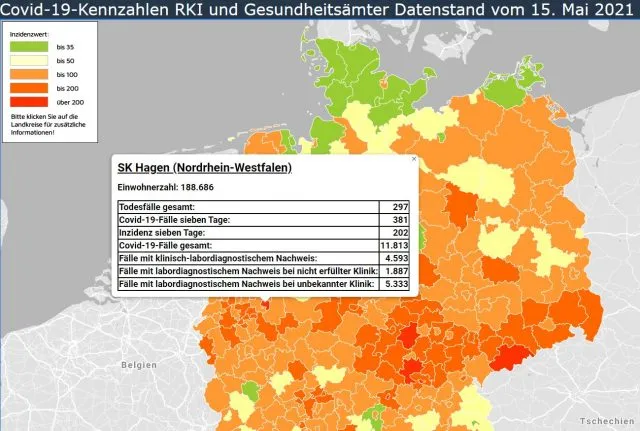 Martin Adams „nicht überdramatisierte“ Inzidenz-Karte basiert auf den Zahlen des RKI und der Gesundheitsämter.