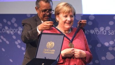 Merkel und WHO-Chef eröffnen globales Pandemie-Frühwarnsystem in Berlin