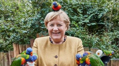 Ein Rückblick: Angela Merkel, die Papageien und das Kleid, das tief blicken ließ