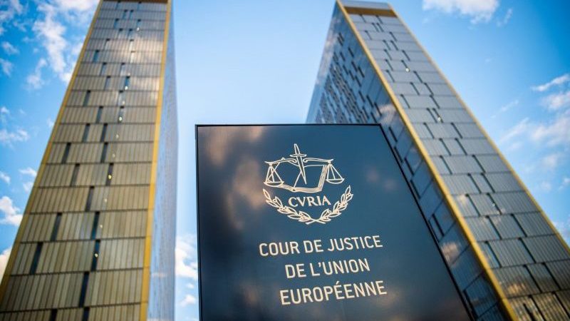 «Cour de Justice de l'union Européene»: Das Europäische Gerichtshofs (EuGH) in Luxemburg.