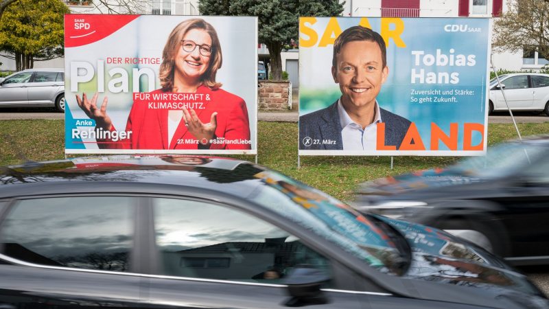 Wahlplakate der SPD und CDU in St. Ingbert.