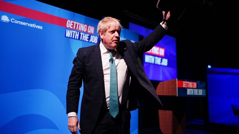 Boris Johnson nach seiner Rede auf dem Frühjahrsforum der Konservativen Partei.