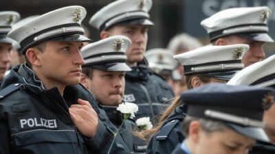 Mehrere hundert Polizisten erinnern in Mainz an die in Kusel getöteten Polizeibeamten.