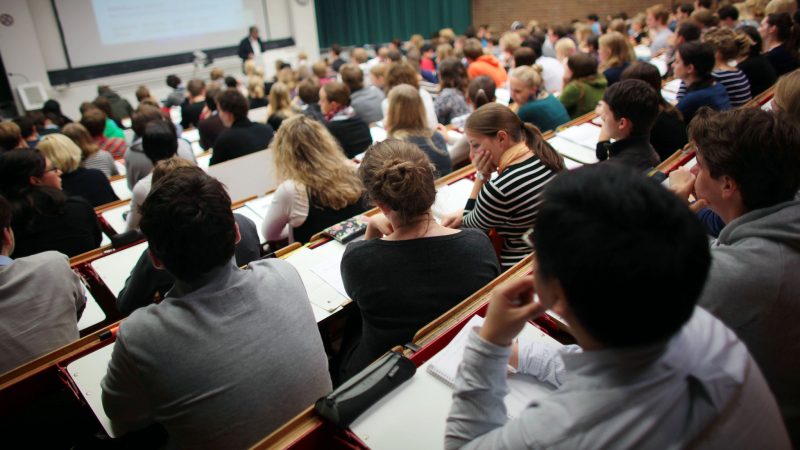 Studierende verfolgen eine Vorlesung an der Universität Köln. Bafög-Empfänger sollen zum Wintersemester fünf Prozent mehr Geld bekommen.