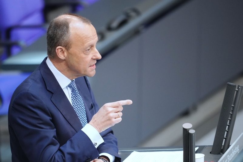 Oppositionsführer Friedrich Merz im Bundestag. Die CDU will den Nachtragshaushalt der Ampelkoalition mit einer Verfassungsklage aushebeln.