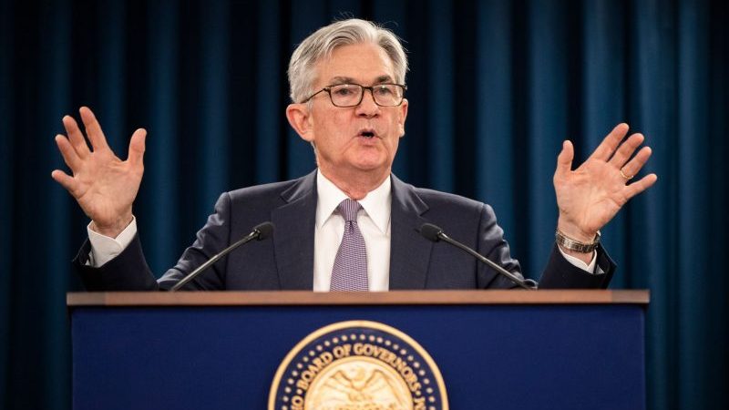 Fed-Chef Jerome Powell äußert sich während einer Pressekonferenz im Anschluss an eine Sitzung der US-Notenbank.