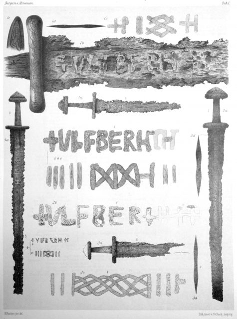 Zeichnung von Ulfberht-Schwerter aus Norwegen