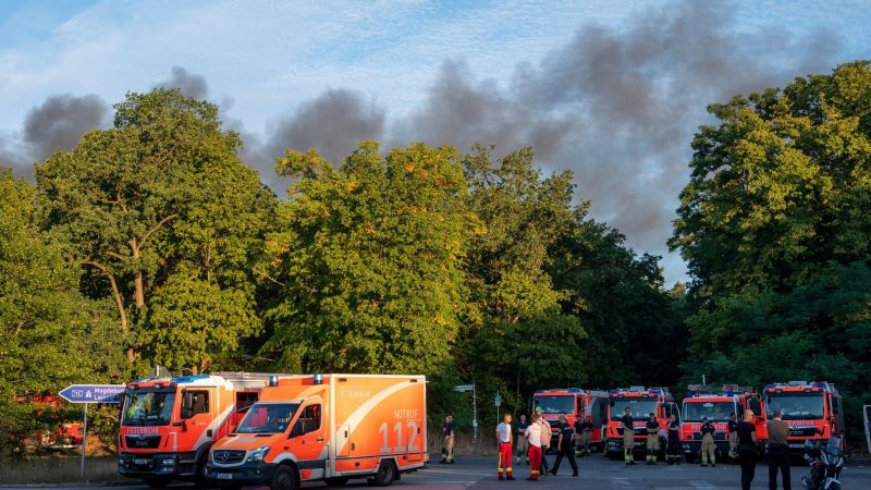 Im Berliner Grunewald ist nach einer Explosion auf dem dortigen Sprengplatz ein Feuer ausgebrochen und hat den angrenzenden Wald in Brand gesetzt.