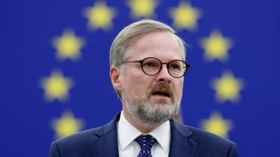 Tschechiens Staatschef Petr Fiala bei einer Plenarsitzung des EU-Parlaments in Straßburg.