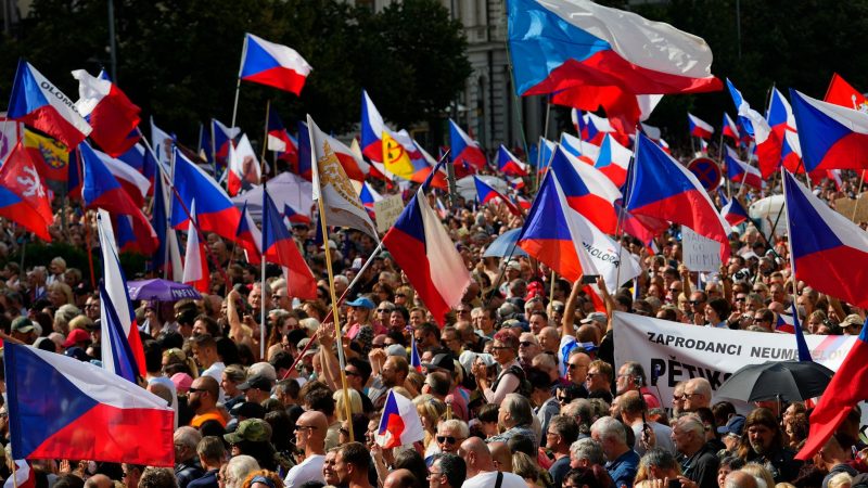 Tausende Demonstranten versammelten sich am Samstag auf dem Wenzelsplatz in Prag.