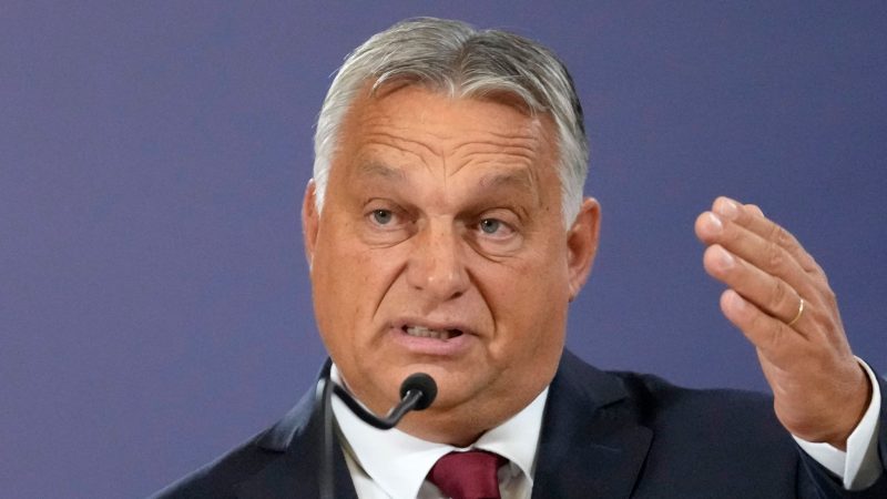 Viktor Orban, Ministerpräsident von Ungarn, spricht während einer Pressekonferenz.