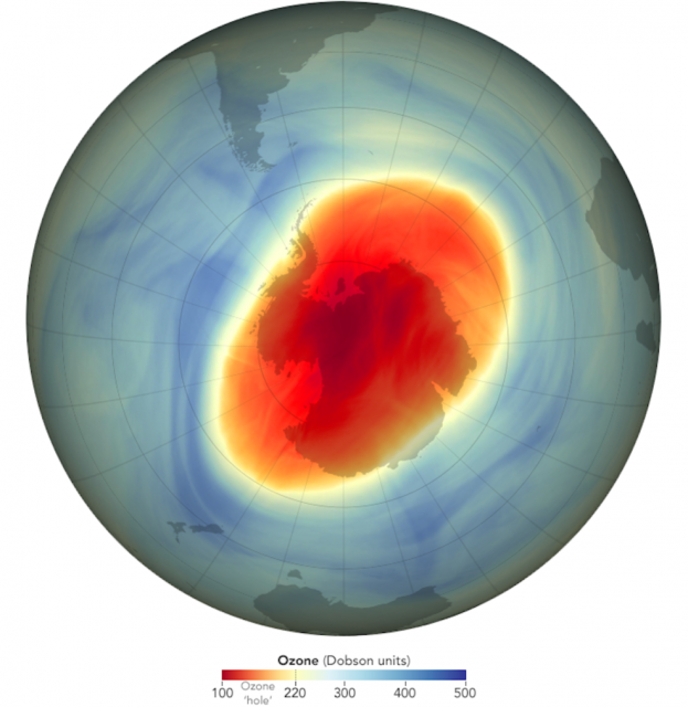 Maximale Ausdehnung des Ozonloch über der Antarktis im Jahr 2022