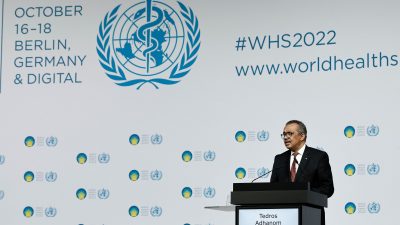 Der Generaldirektor der Weltgesundheitsorganisation, Tedros Adhanom Ghebreyesus, bei der Eröffnungsfeier des World Health Summit in Berlin.